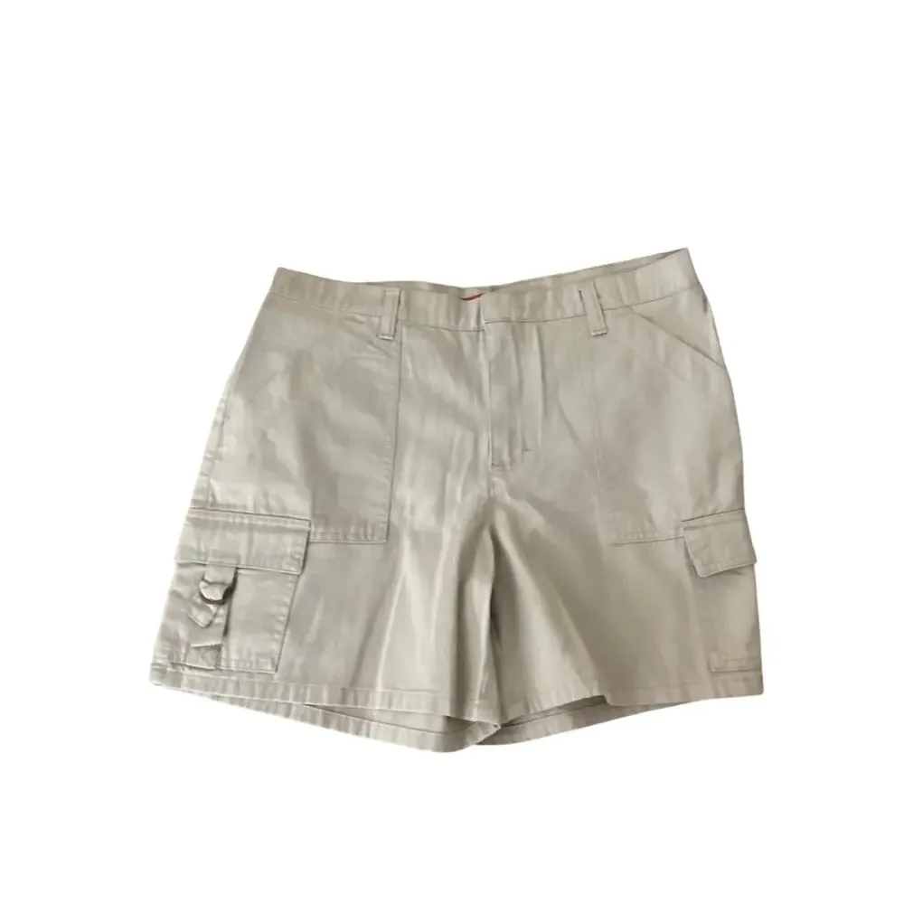 Gloria Vanderbilt Size 12 Cargo Shorts Khaki Utility Cotton Y2K Bermuda Pockets
